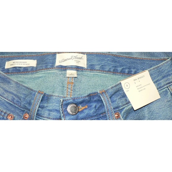 Universal Thread Womens 90s Baggy Distressed Cotton Button Fly Blue Jeans Size 4 - Picture 9 of 10
